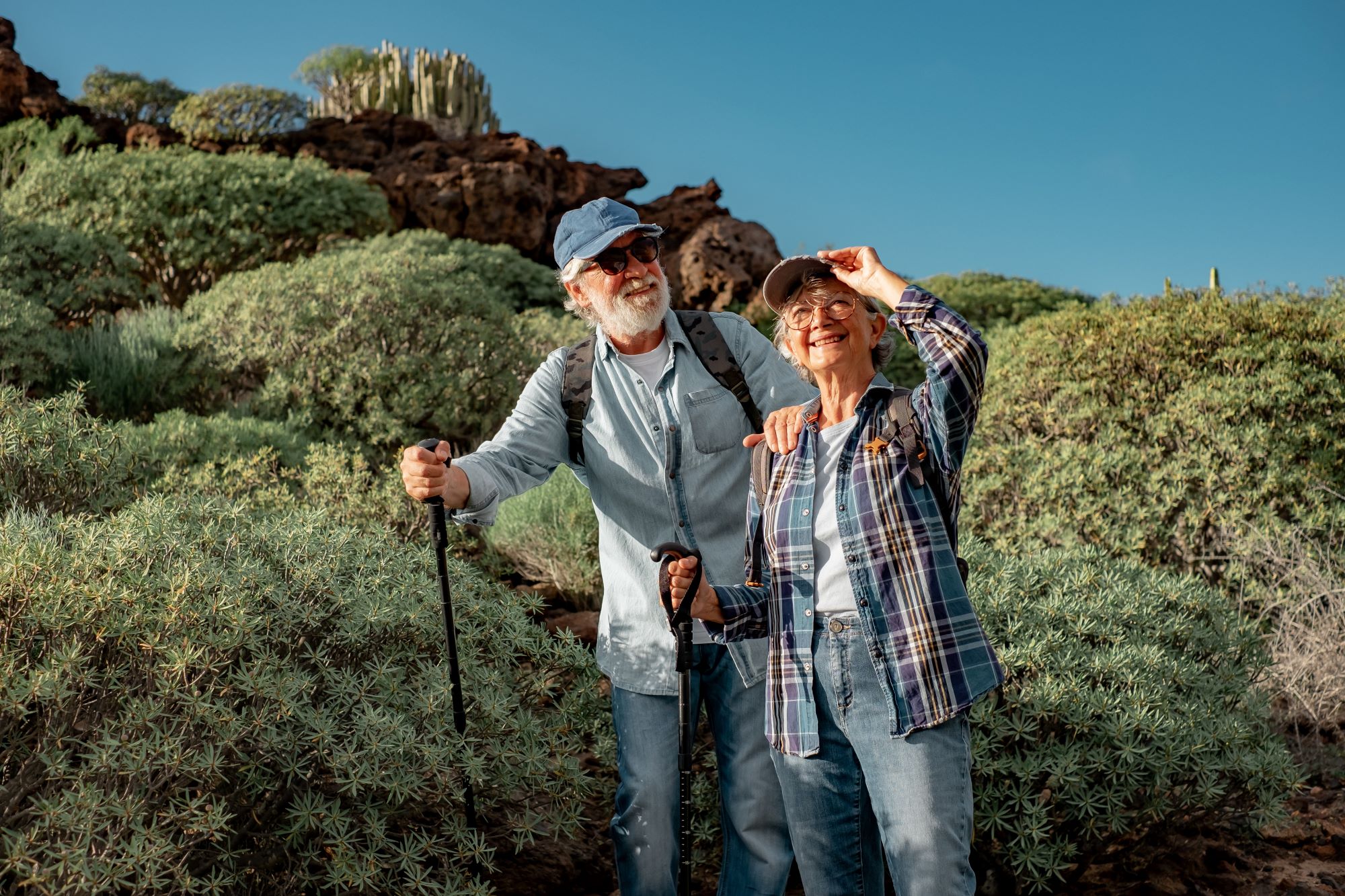 Senior couple on a hike